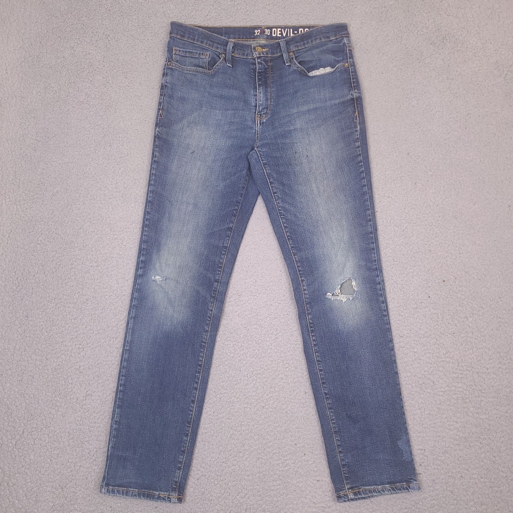 Devil Dog‎ Dungarees Slim Fit Jeans Mens 31x30 Blue Slim Stretch Distressed
